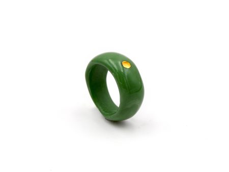 Inel din porțelan verde, cu punct de aur