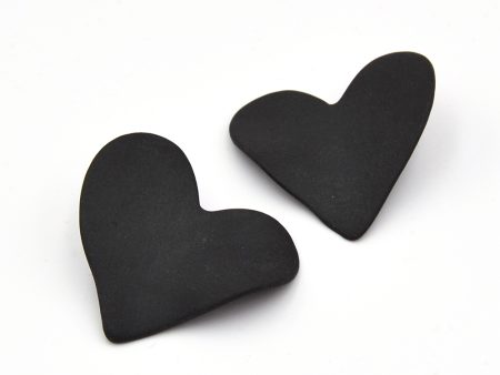 Cercei din porțelan mat, Inimi mari negre