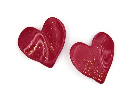 Cercei din porțelan, Inimi crimson mari cu stropi de aur