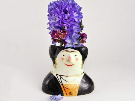 Obiect decorativ din ceramică, vază sau suport pentru pensule și creioane - Frida