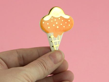 Broșă pin, Cornet de îngheţată - Portocală