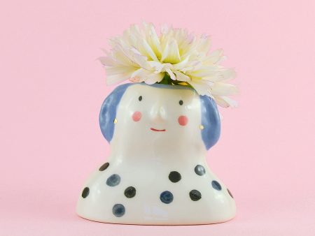 Obiect decorativ din ceramica - Marta Bulinescu - vază sau suport pensule și creioane. Modelat și pictat manual. Obiect de autor Gruni. 12 x 17 cm