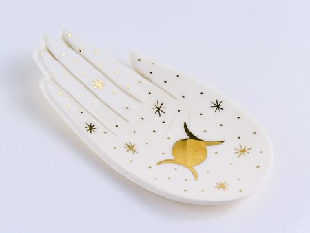 Farfurioară ceramică pentru bijuterii Triple Moon decorată cu aur. Potrivită pentru obiecte mici, chei și bijuterii. Dimensiune 15x10 cm.