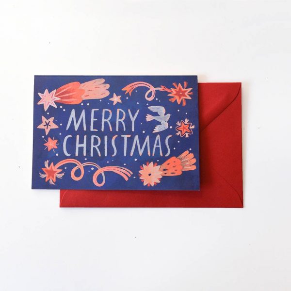 Felicitare cu plic, din hârtie reciclată – Merry Christmas